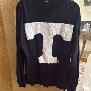 Black Long Sleeve Shirt with White T Logo